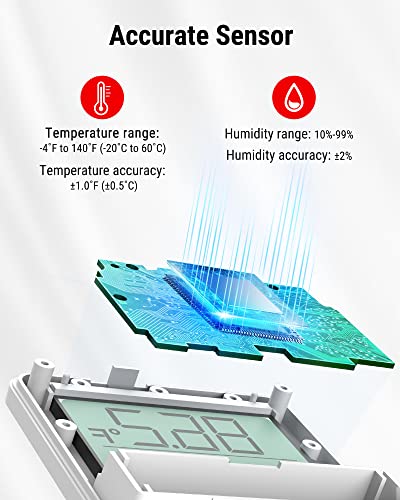 ThermoPro TP357 Digital Hygrometer Indoor Thermometer of 260FT, Bluetooth Thermometer Humidity Meter with Smart App, Room Thermometer Humidity Gauge with Temperature Humidity Sensor - size: Bluetooth Thermometer
