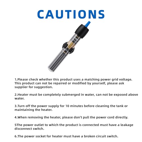 FREESEA 50 Watt Aquarium Submersible Betta Heater with Aquarium Submersible Thermometer