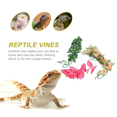 3pcs Artificial Reptile Vines with Suction Cups Bendable Hanging Plants for Terrarium Decoration Flexible Jungle Climbing Branches for Lizards Chameleons Geckos Snakes Tree Frogs