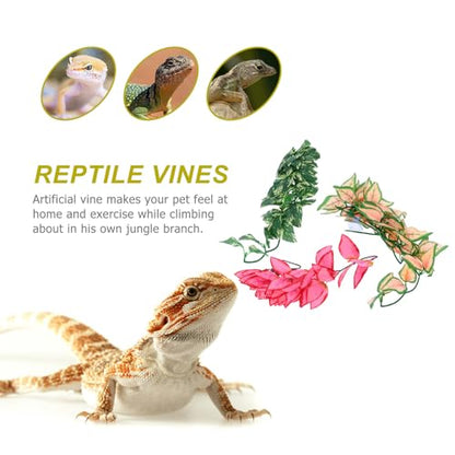 3pcs Artificial Reptile Vines with Suction Cups Bendable Hanging Plants for Terrarium Decoration Flexible Jungle Climbing Branches for Lizards Chameleons Geckos Snakes Tree Frogs