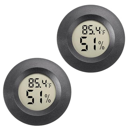 Mini Hygrometer Digital Thermometer Humidity Meter 2 Pack Hygrometer Thermometers Indoor/Outdoor Humidity Monitor Reptile Thermometer for Greenhouse Garden Cellar Fahrenheit(℉)/ Celsius(℃)