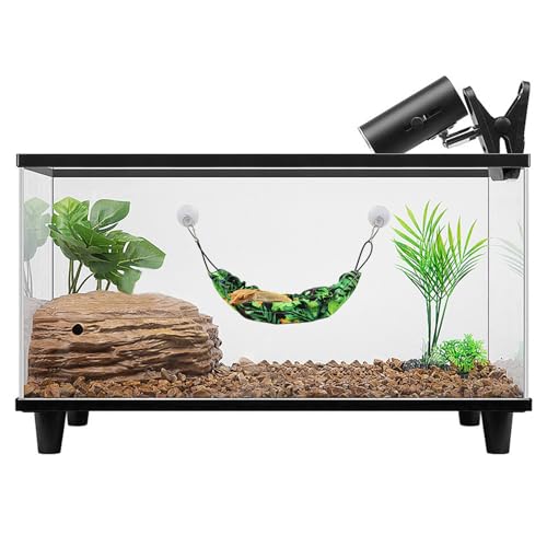 Gecko Tank Accessories, Reptile Hammock with Elastic Rope and Suction Cups, Terrarium Accessories for Crested Gecko, Leopard Gecko, Little Snake