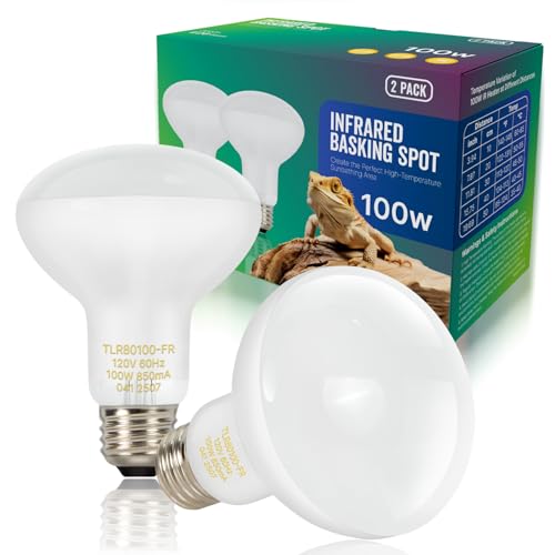 FLSNT Heat Bulb Lamp, 2-Pack 100W Daylight Basking Spot, Bearded Dragon/Turtle/Lzard/Gecko Light Bulb, UVA Heat Lamp, Basking Light for Reptiles RA80 - color: Reptile Basking Bulb
