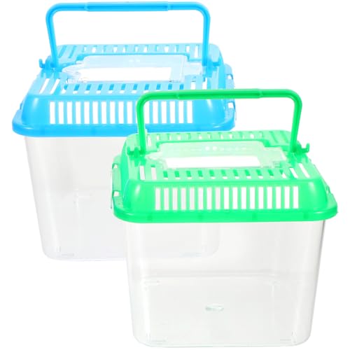 Transparent Pet Box for Reptiles and Small Animals 4.84X4.84X4.13 Inch Climbing Pet Feeding Container with Ventilation for Tortoise Gecko Habitat