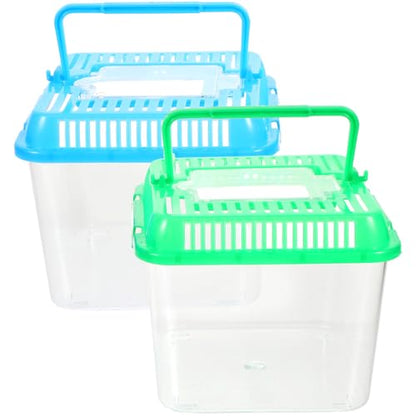 Transparent Pet Box for Reptiles and Small Animals 4.84X4.84X4.13 Inch Climbing Pet Feeding Container with Ventilation for Tortoise Gecko Habitat