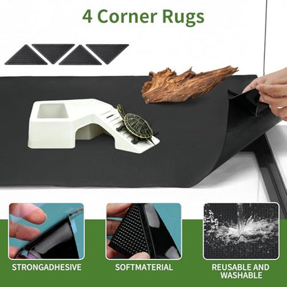 24"x60" Bearded Dragon Tank Accessories Reptile Mat 40 Gallon, Non-Slip Reptile Tank Liner with 4 Carpet Corners, Reusable Bearded Dragon Tank Flooring for Bearded Dragon, Leopard Gecko,Lizard