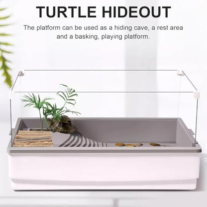 Wooden Turtle Hideout and Tortoise Basking Platform DIY Reptile Shelter with Stick Natural Habitat Decoration for Terrariums and Aquarium Reptile Supplies