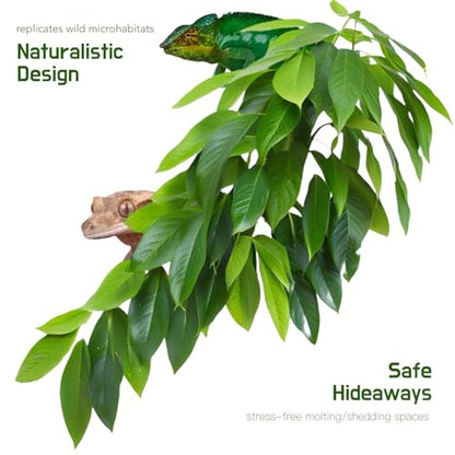 Reptile Terrarium Hanging Plant, Fake Plants for Reptile Enclosure, Ideal for Chameleon Bearded Dragon Lizard Leopard Gecko Crested Gecko Snake Tank Accessories, L=12 inches - size: Reptile Hanging Plant Style B
