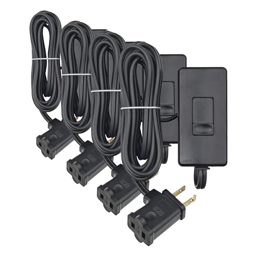 Leviton Table Top Plug in Lamp Dimmer for Dimmable LED,Halogen and Incandescent Bulbs,TBL03-10E,Black,(Pack of 4) - color: Black, size: 4 Pack