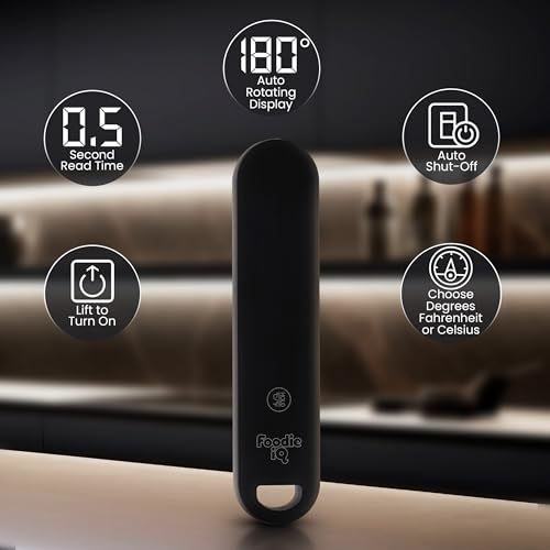 Professional Digital Food Thermometer, <1 Second Response time, ±0.5°F Accuracy, IP67 Waterproof, Magnetic, Auto-Rotate Thermometer for Cooking, Oven, Grill, BBQ, Liquid, Brewing, Tea, Candy