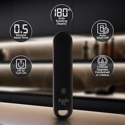 Professional Digital Food Thermometer, <1 Second Response time, ±0.5°F Accuracy, IP67 Waterproof, Magnetic, Auto-Rotate Thermometer for Cooking, Oven, Grill, BBQ, Liquid, Brewing, Tea, Candy