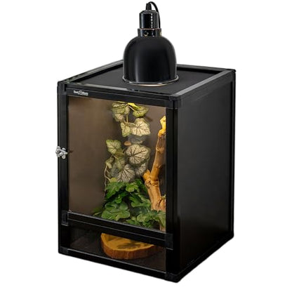 12"x12"x18" Reptile Terrarium, Hybrid Cage PVC Habitat Enclosure with Screen & Acrylic Doors, Ventilated Tank for Gecko,Chameleon, Snake, Frog, Easy Assembly, Front Dual Access - size: 12x12x18 inch-two doors
