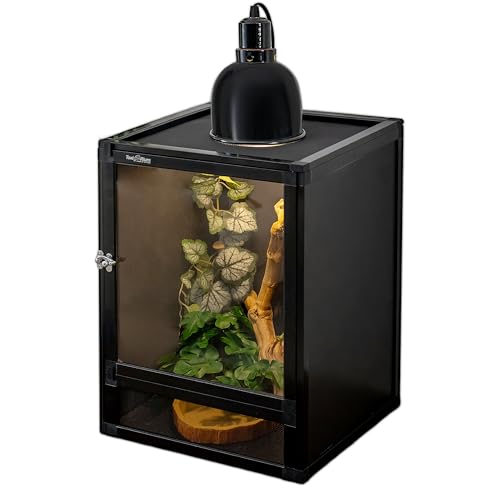 12"x12"x18" Reptile Terrarium, Hybrid Cage PVC Habitat Enclosure with Screen & Acrylic Doors, Ventilated Tank for Gecko,Chameleon, Snake, Frog, Easy Assembly, Front Dual Access - size: 12x12x18 inch-two doors