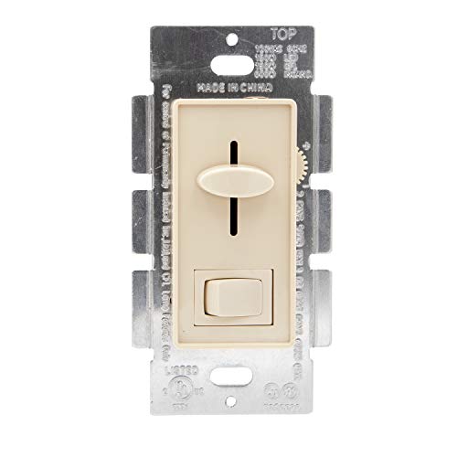 Maxxima LED Dimmer Electrical Light Switch, Ivory, 3-Way/Single Pole Use | 600 Watt Max, LED and Incandescent Compatible, Wall Plate Cover Included - color: Ivory