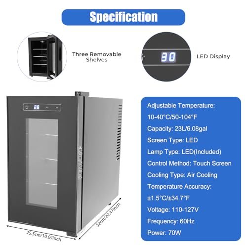 Reptile Incubator, 70W 6.08Gal Digital Incubator Cooling Small Reptiles Eggs Temperature Control Portable Scientific Lab Incubators with LED Touch Display Screen for Turtle Lizard Snake (70W) - size: 70W