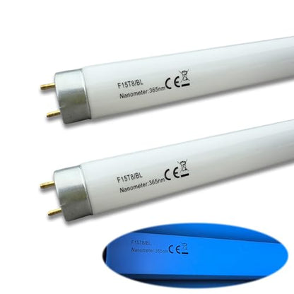 18inch F25T8/350BL/Black Fluorescent Light Bulb Compatible with 18'' F15T8/BL Quantum 365nm,T8 Tube 15watt Blue Lamp, G13 Bi-pin Base (2 Pack)