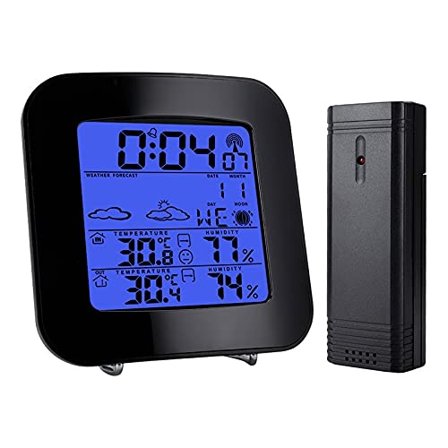 Barometer Indoor and Outdoor Hygrograph with Backlit Clock Electronic Weather Forecast Desk