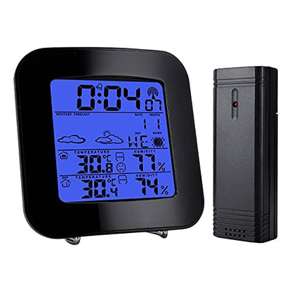 Barometer Indoor and Outdoor Hygrograph with Backlit Clock Electronic Weather Forecast Desk