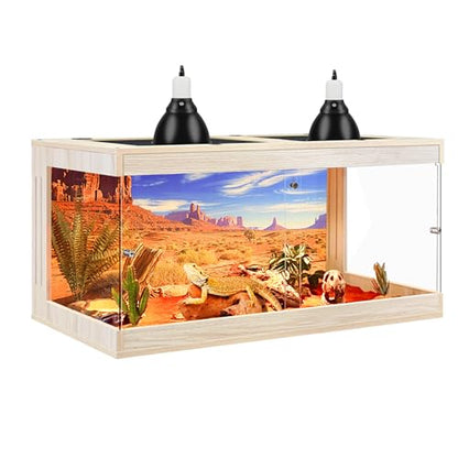 Royxen Bearded Dragon Tank, 64 Gallons Tempered Glass Reptile Terrarium with Metal Mesh Top, 3-Side Clear Anti-Scratch Glass Lizard Tank for Reptile Habitat (Oak, 40" Length) - color: Oak, size: 64Gal,40x20x20inch