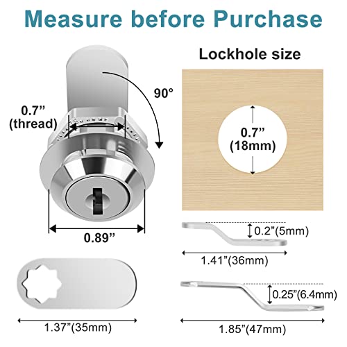 Cam Locks Cabinet Locks Keyed Alike, 5/8'' (Length) Cylinder Fits on 3/8'' Max Panel Thickness, Secure Files Drawers Mailbox RV Storage Locks Replacement Set, Zinc Alloy(5/8 Inch 16Pcs) - size: 5/8 Inch 16Pcs