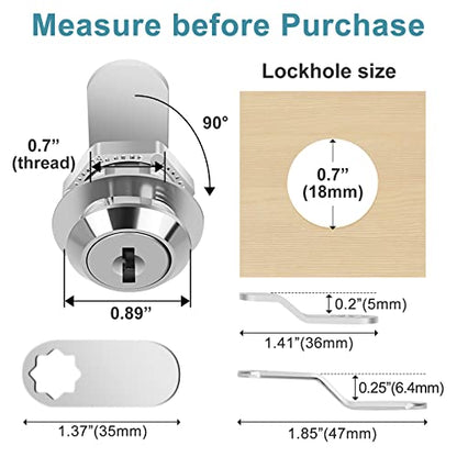 Cam Locks Cabinet Locks Keyed Alike, 5/8'' (Length) Cylinder Fits on 3/8'' Max Panel Thickness, Secure Files Drawers Mailbox RV Storage Locks Replacement Set, Zinc Alloy(5/8 Inch 16Pcs) - size: 5/8 Inch 16Pcs