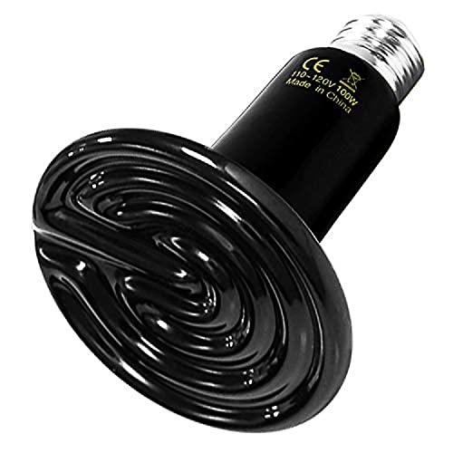 Simple Deluxe 100W Ceramic Heat Emitter Reptile Heat Lamp Bulb No Light Emitting Brooder Coop Heater for Amphibian Pet & Incubating Chicken, 1 Pack,Black - size: 100W, style: 1 Pack