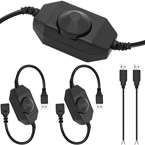 LED Strip Lights Dimmer Switch USB Female to Male Cable with Dimmable Rotary Switch Controller 5V LED Rope Light Switch Adjustable Switch, 2 PCS - color: with USB adapter