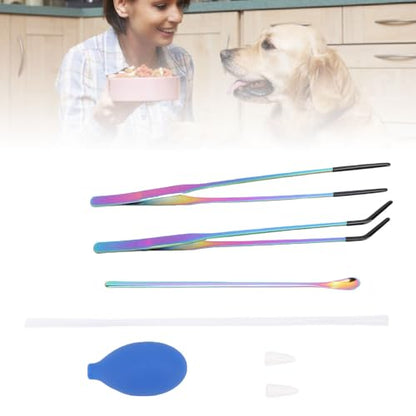 YUYTE Reptile Feeding Tongs with Rubber Tip, Reptile Feeder Tool Kit Stainless Steel Feeding Tweezers for Plants Pet Care and Gardening, Tank Accessories Aquariums Supplies