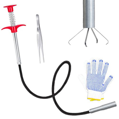 Flexible Grabber Claw (4 Claws), Drain Snake with Tweezers, Bendable Hose Grabber Reacher Tool, Retractable Drain Clog Remover Tool, Pickup Tool for Bath Tub, Toilet, Kitchen Sink & Sewer (24 inches) - color: 24 inches