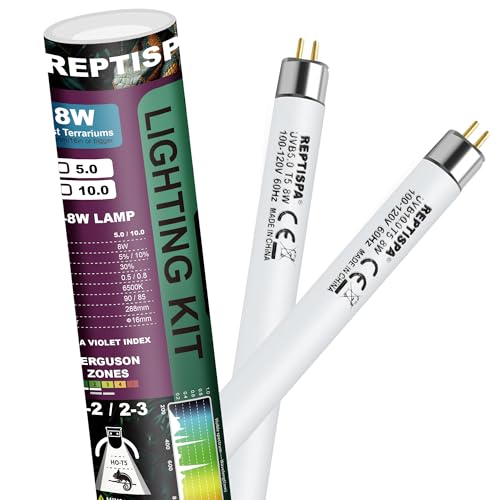 T5 HO Reptile Lamp Tube, 8 Watts, 10.0 UVB, 2 Pack | Fluorescent UVB Bulb, Reptile Lamp Tube, Basking Light for Bearded Dragon, Simulate Natural Sunlight - color: 10.0 Uvb, size: 8 Watts