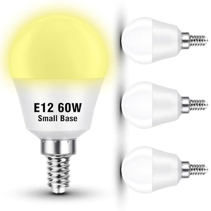 E12 Candelabra LED Light Bulbs 60W Equivalent, Natural White 4000K 5W 600LM, G45 Shape A15 Globe E12 Small Light Bulbs for Chandelier Ceiling Fan Wall Lighting, Non-Dimmable, 4 Pack - color: 4000k Natural White, size: 60 Watts