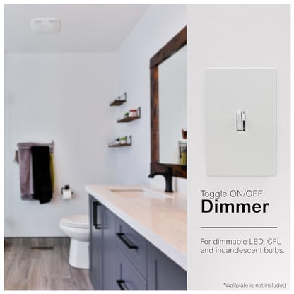 GE 18025 Dimmer, Toggle On/Off, White