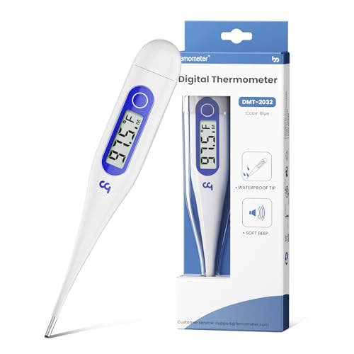 Femometer Thermometer for Adults and Kids, Digital Thermometer with Fever Alert, Memory Recall, C/F Switchable, for Oral, Rectal or Under Arm Use, Klein Blue - color: Blue