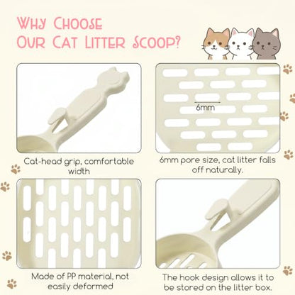 Poop Scooper Cat Litter, Plastic Cat Box Scooper Cute Litterbox Scoop Litter Cleaner Sifter for Cats Kitty Dog Rabbit Hamster, Quickly Filter Litters Lumps