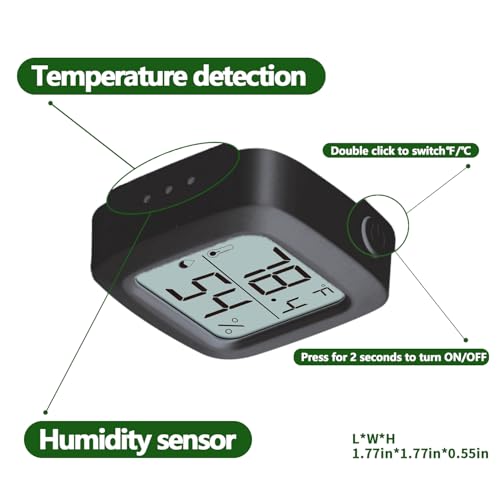 Black Reptile Thermometer and Hygrometer – LCD Digital Temp & Humidity Gauge for Bearded Dragon, Ball Python, Crested Gecko, Tortoise, Frog, Axolotl Tanks - color: Black - 1 Pack