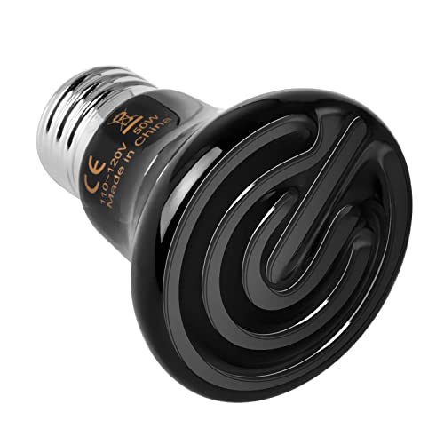 Simple Deluxe 25W/40W/50W/150W/250W Ceramic Heat Emitter Reptile Heat Lamp Bulb No Light Emitting Brooder Coop Heater for Amphibian Pet & Incubating Chicken, 50W(Mini), Black/1-Pack - size: 50 W, style: Mini 1-Pack