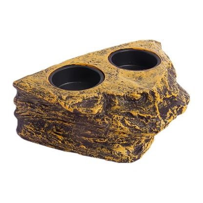 Gecko Feeding Ledge, Double Bowl Reptile Feeding Tray Magnetic Reptile Terrarium Tank Accessory for Geckos Lizards Chameleons Reptile Pets