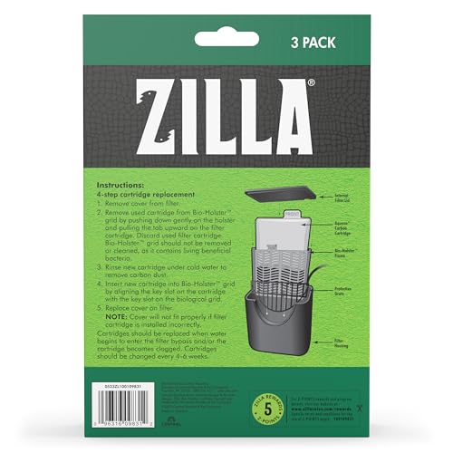 Zilla Reptile Pet Terrarium Water Filter Replacement Cartridge, Large, 3-Pack - size: Large