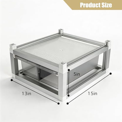Stackable Reptile Rack with Base, 13x10x4 Inch Drawer Bin Enclosure with PE Sliding Bin and Ventilated Lid, Modular Reptile Rack Habitat for Ground Reptiles – Compatible with 13x10x8 Rack System - size: 13x10x4-base