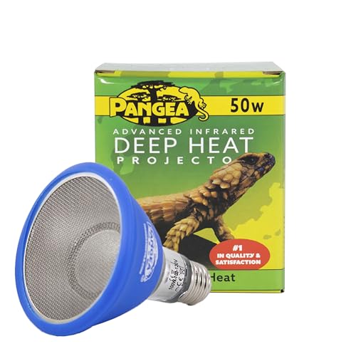 Pangea 50W Deep Heat Projector for Reptiles with Carbon Fiber Filament, Core Warming Infrared A and B Bulb for Basking Lizards, Designed for Ceramic Sockets (50 Watt)