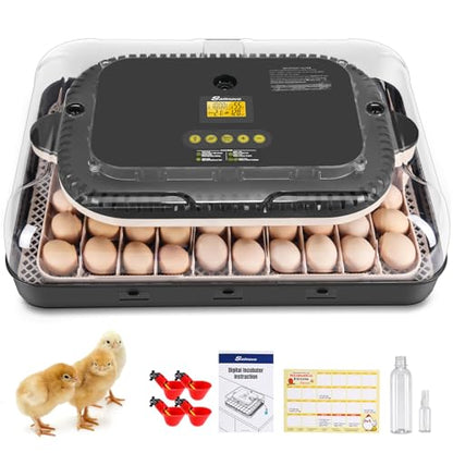Sailnovo Incubators for Hatching Eggs 70 Egg Incubator with Auto Egg Turning and Auto Humidification, Temperature Control, Incubator for Chicken Duck Quail Eggs, Perfect for Lab School Farm, Grey