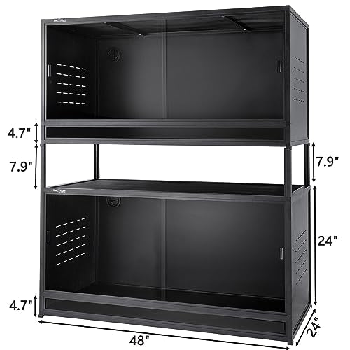PVC Reptile Enclosure 48"x24"x24" Space Efficient Reptile Terrarium 120 Gallon Large Tank for Bearded Dragon Lizard Snake, Wide Breeding Vivarium Area with Sliding Glass Doors Combination Lock - size: 48"x24"x24" (120 Gallons)