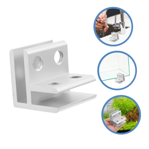POPETPOP 1set Aluminium Alloy Glass Shelf Bracket Clips Glass Clamp for Thickness Mirror Fixing Clips for Terrariums Fish Tanks and Vegetable Sinks