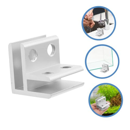 POPETPOP 1set Aluminium Alloy Glass Shelf Bracket Clips Glass Clamp for Thickness Mirror Fixing Clips for Terrariums Fish Tanks and Vegetable Sinks