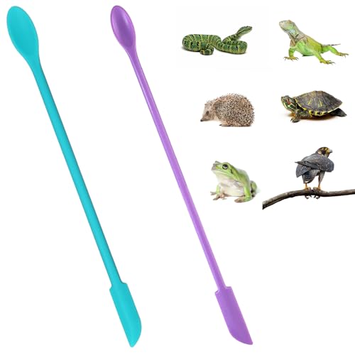 2Pcs Reptile Spoon, Crested Gecko Food Mixing Spoon Long Handle Feeding Tool Crested Gecko Accessories fit Lizard Gargoyle Bearded Dragon