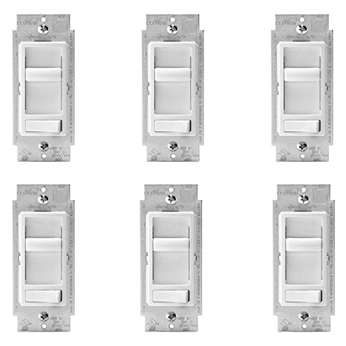 Leviton R62-06674-P0W SureSlide Universal Incandescent Dimmer White (6 Pack) - color: White, size: 12 Pack