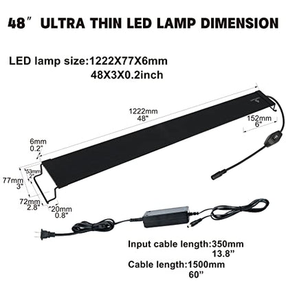 WaterRebirth Wireless Remote Full Spectrum Aquarium LED Light Strip - Ultra-Thin Design with Timer & RGB Modes for Fish Tank Plants (48-54INCH) - size: 48-54 inches