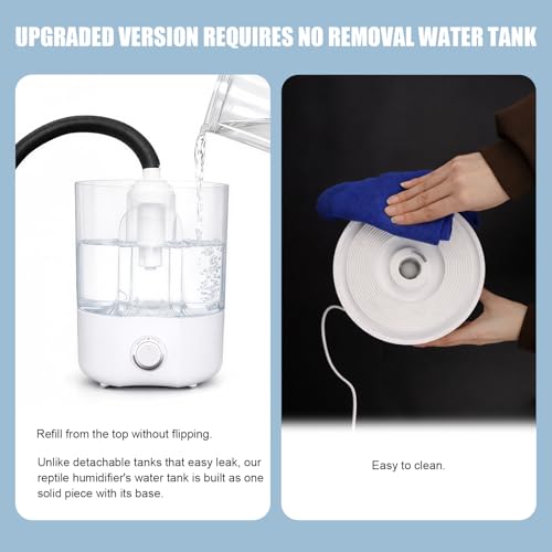 4L Reptile Humidifier Fogger for Reptiles Tank, 1 Gallon Top fill Reptile Mister with Extended Hose, Adjustable Fog Volume, Ideal for Chameleon, Snakes, Tortoises, Amphibians, Terrariums