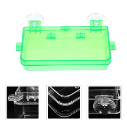 Cabilock Reptile Food Dish and Water Bowl with Suction Cup, Large Green Plastic Feeder for Bearded Dragon, Chameleon, Gecko, Suitable for Feeding Insects and Hydration in Terrariums