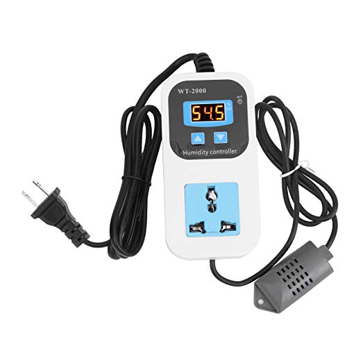 Digital Humidity Controller WT-2000, Plug in Humidistat with Sensor, 0.1% RH Accuracy, 110-220V Outlet Switch for Humidifier Dehumidifier, Greenhouse, Home, Mushroom